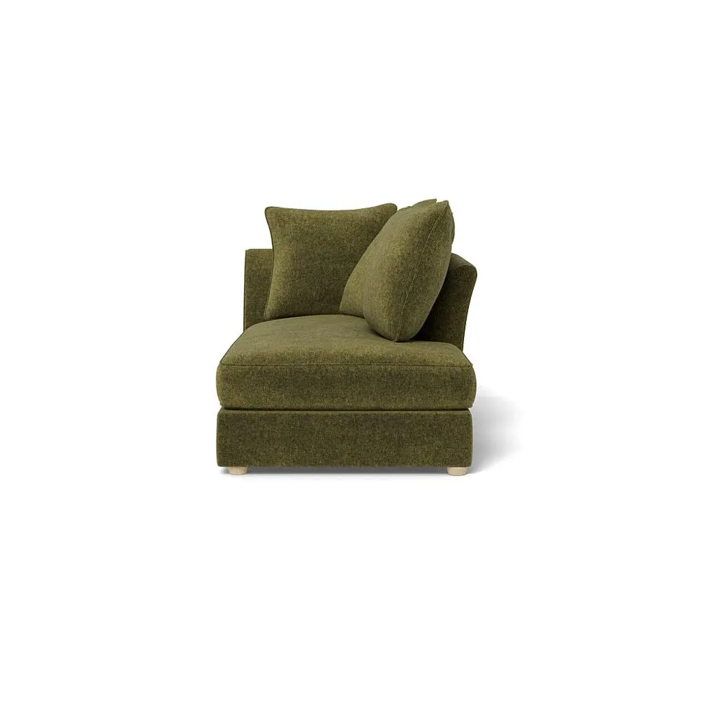 Left-Hand Chaise Unit - Green, Boucle Velvet