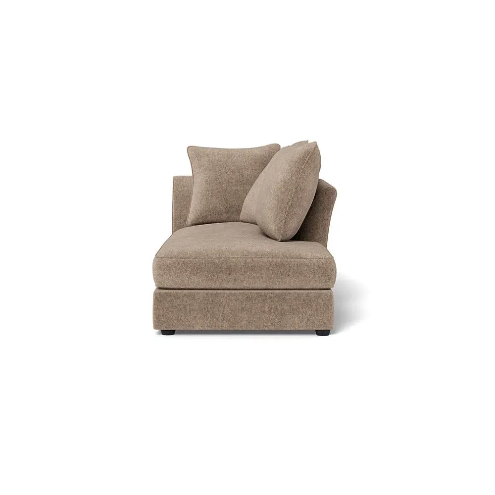 Left-Hand Chaise Unit - Natural, Boucle Velvet