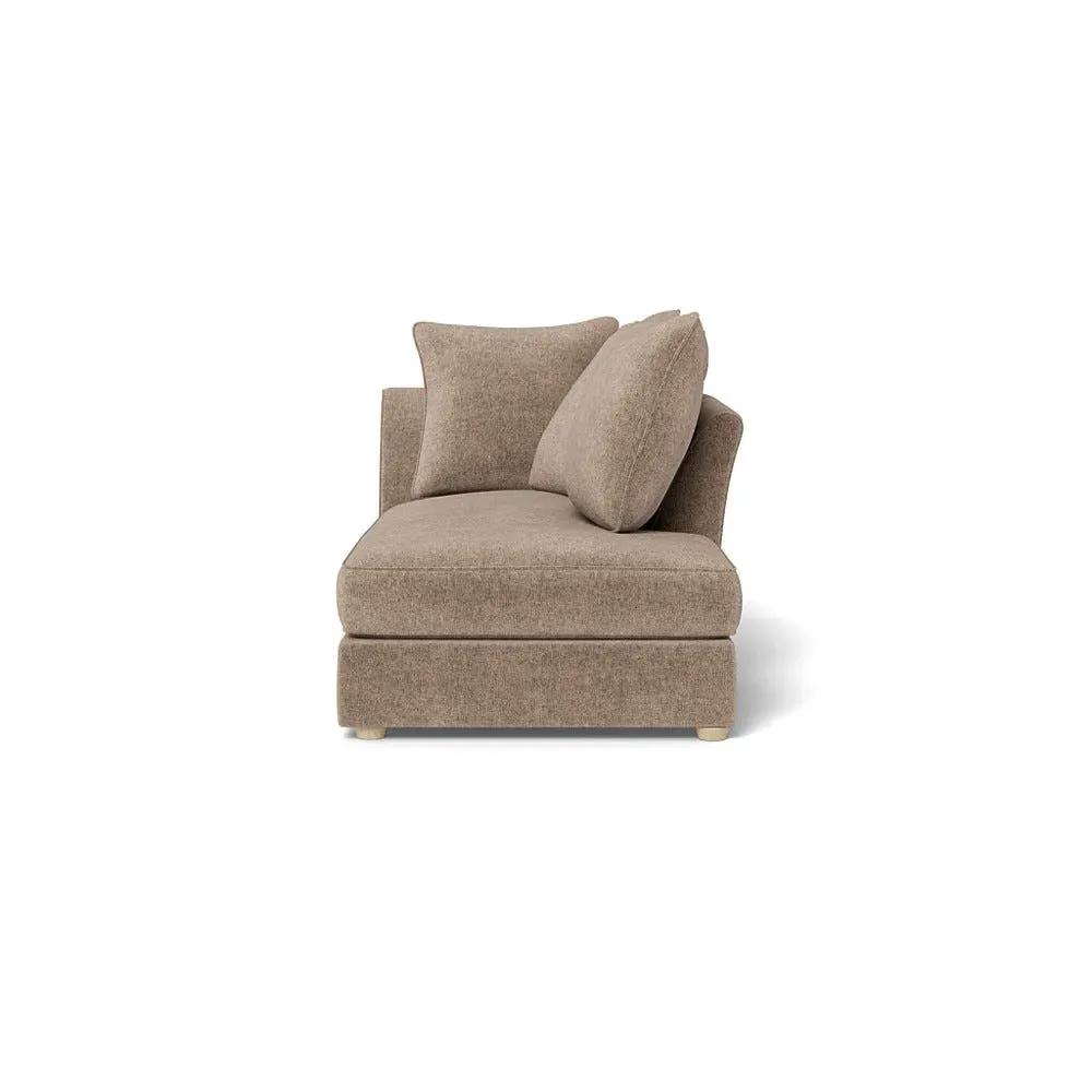 Left-Hand Chaise Unit - Natural, Boucle Velvet