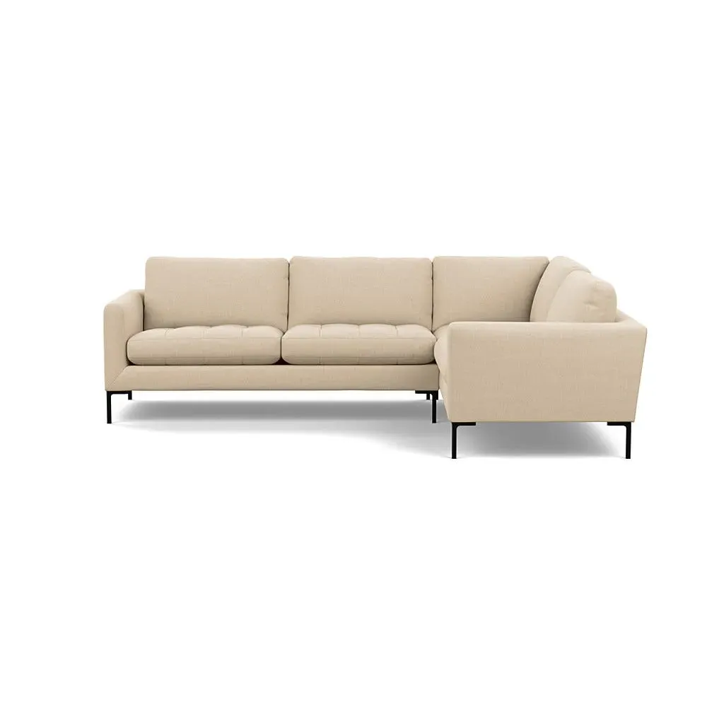 LHF Corner Sofa with Black Feet - Cream, Cotton image