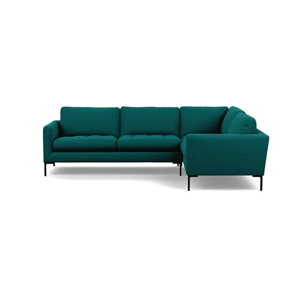 LHF Corner Sofa with Black Feet - Green, Cotton