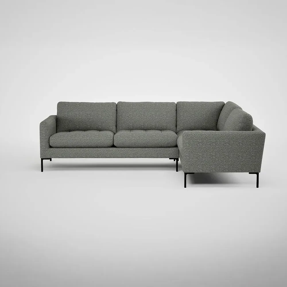 LHF Corner Sofa with Black Feet - Lapis, Boucle