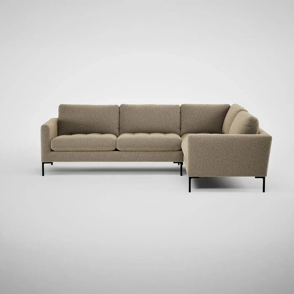 LHF Corner Sofa with Black Feet - Natural, Boucle