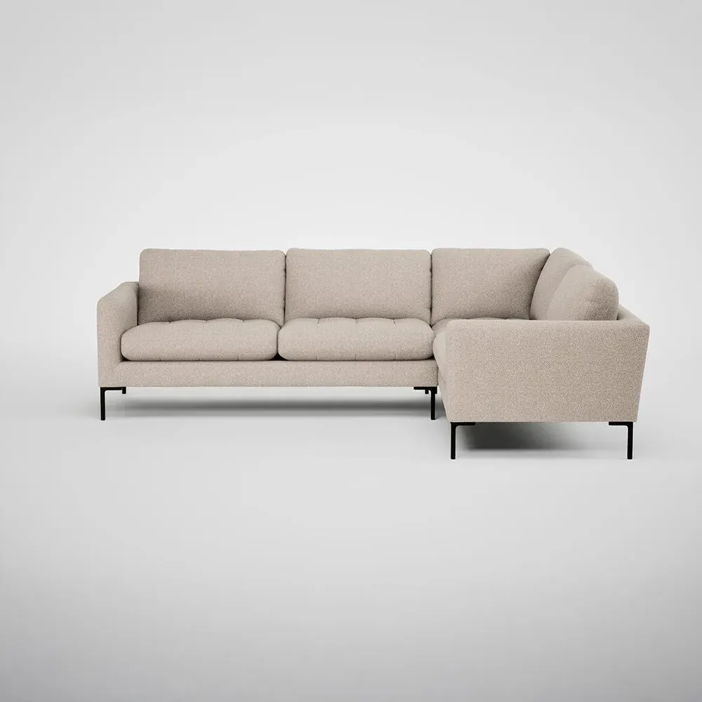 LHF Corner Sofa with Black Feet - Pearl, Boucle