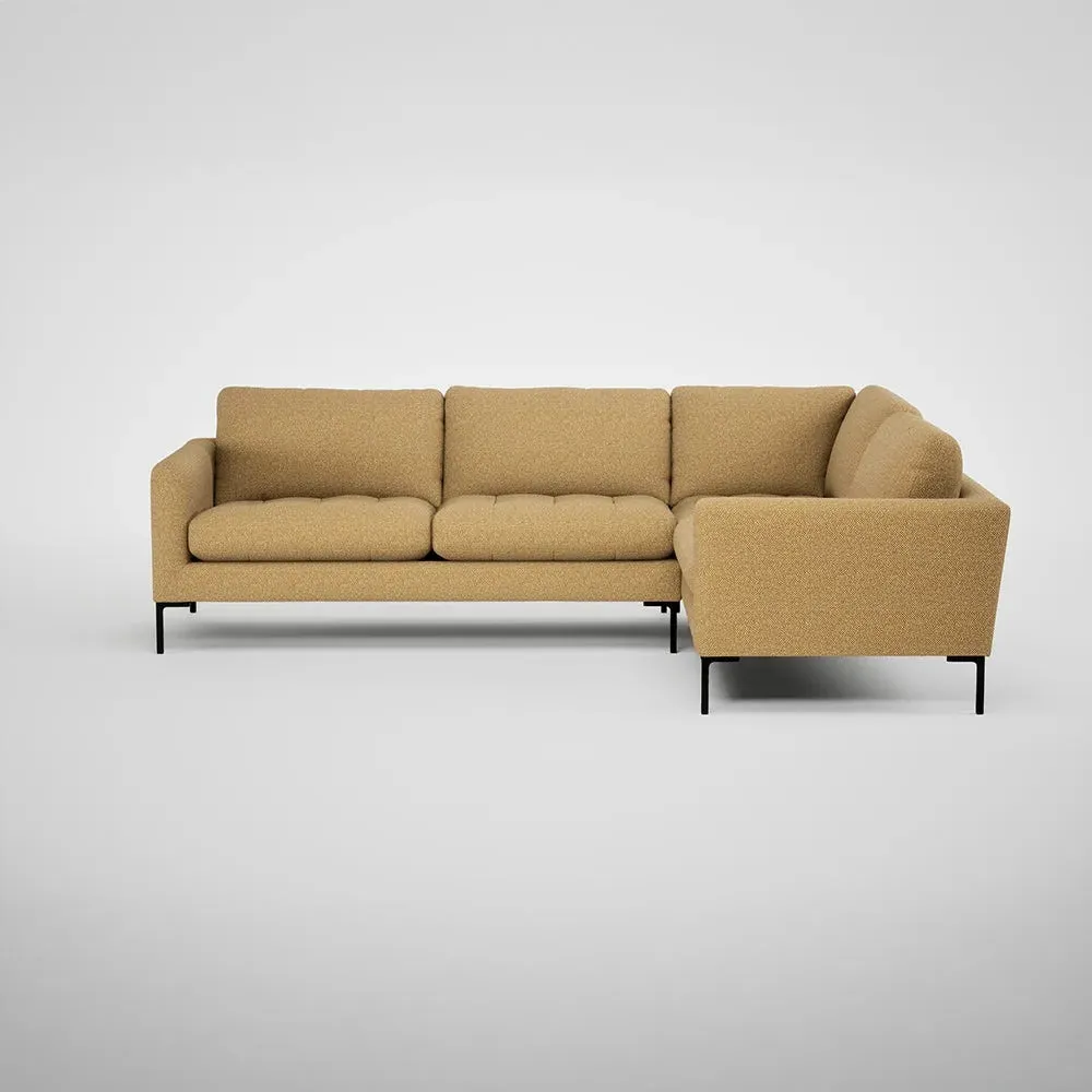 LHF Corner Sofa with Black Feet - Yellow, Boucle