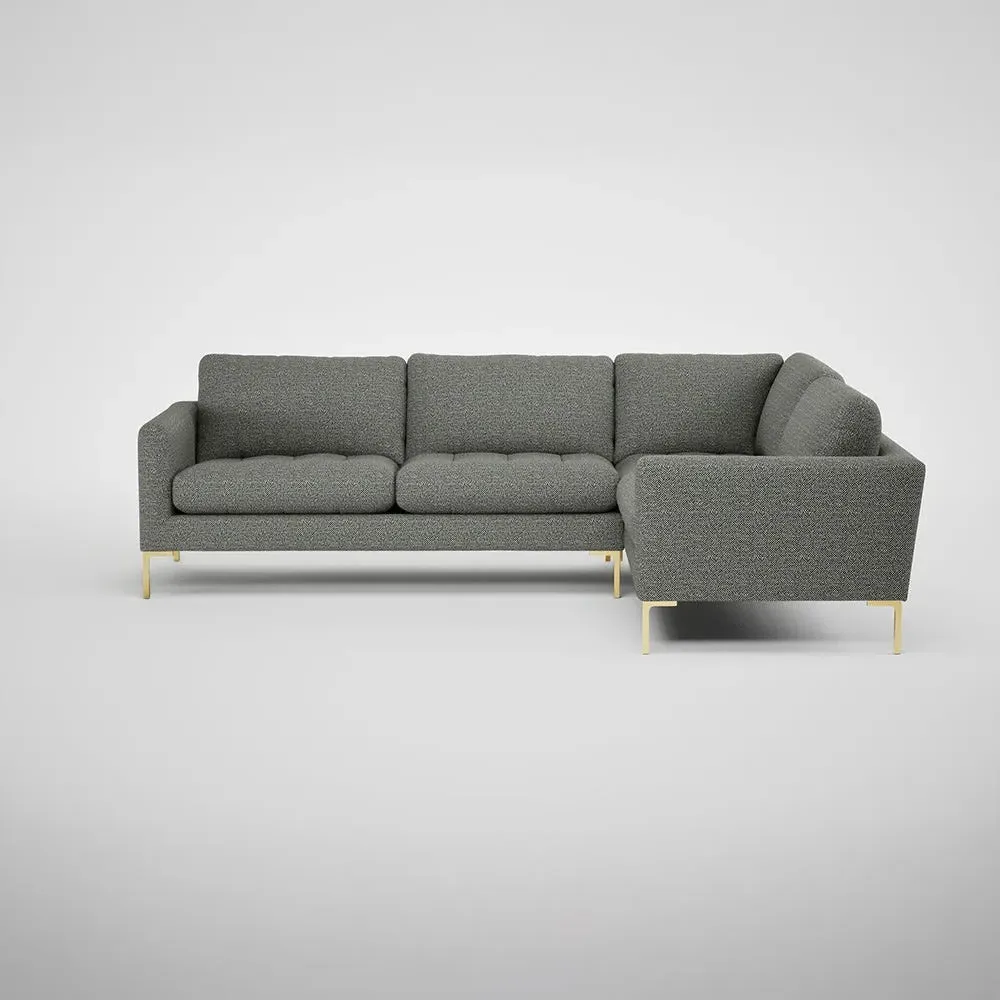 LHF Corner Sofa with Brass Feet - Lapis, Boucle