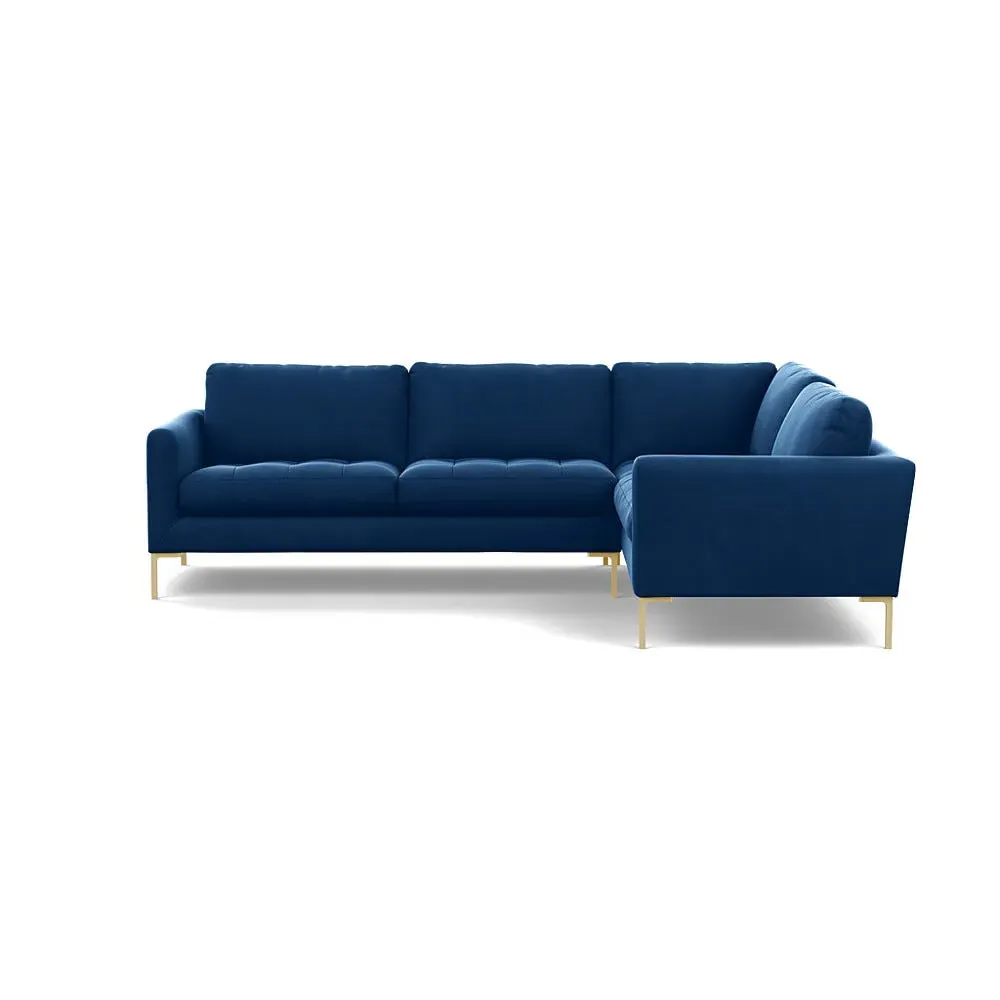 LHF Corner Sofa with Brass Feet - Petrol, Velvet