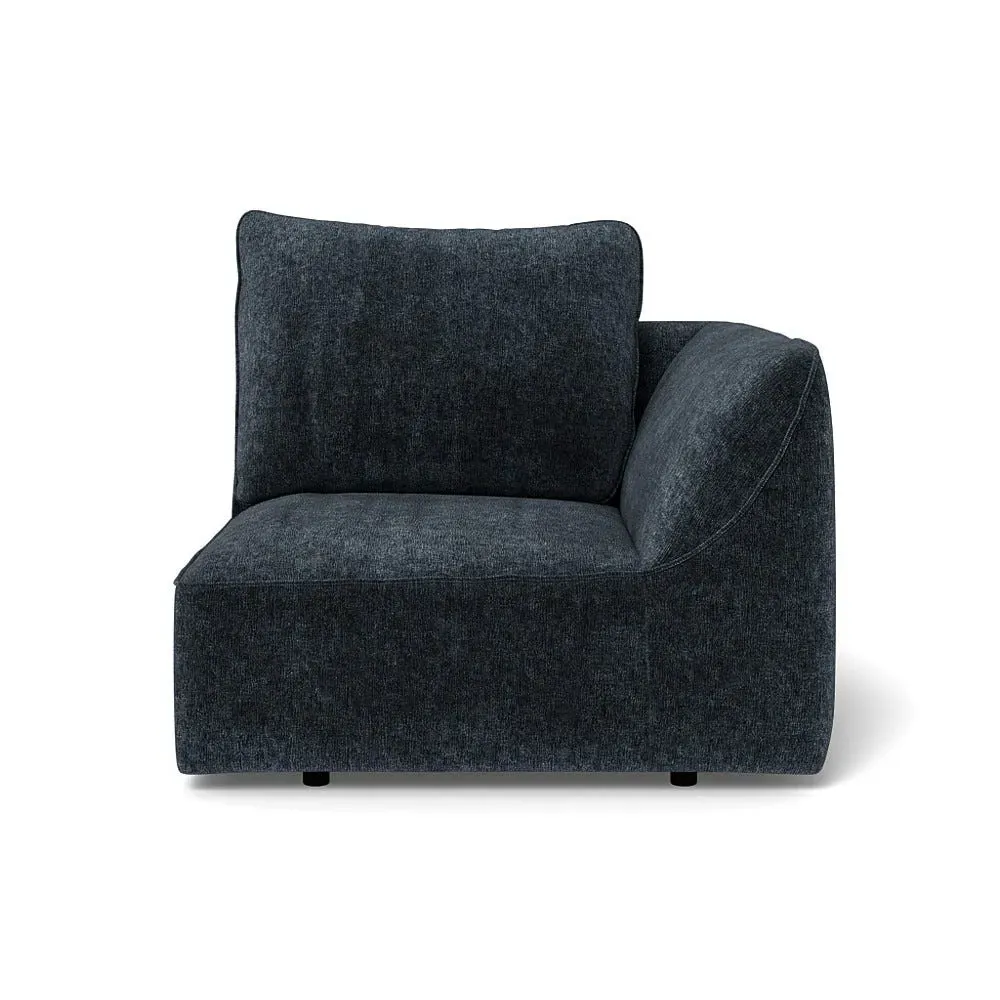 LHF Single Sofa Unit - Blue, Boucle Velvet