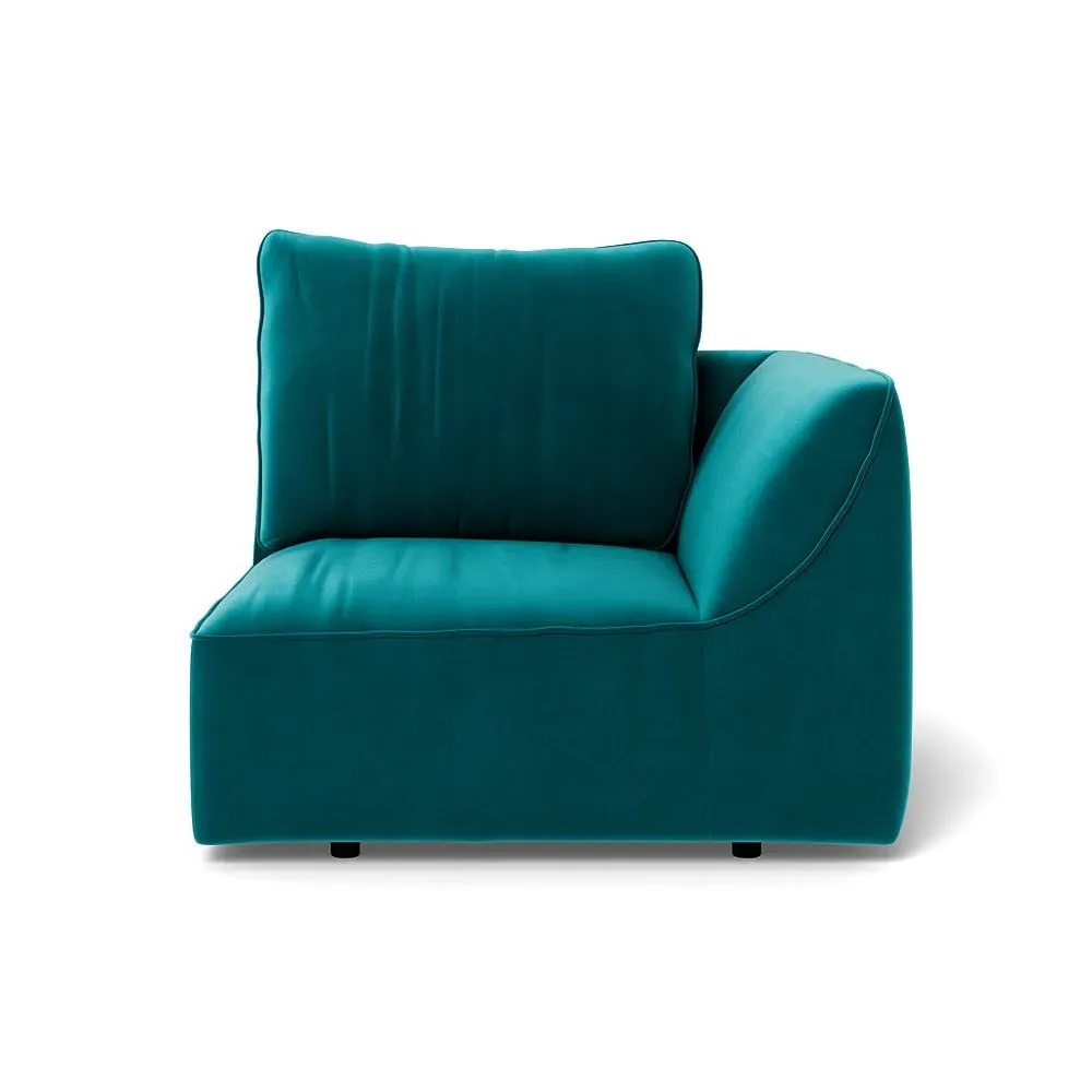 LHF Single Sofa Unit - Blue, Smart Velvet