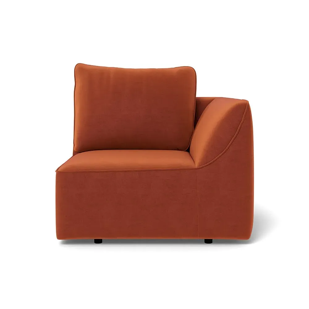LHF Single Sofa Unit - Brown, Cotton Velvet