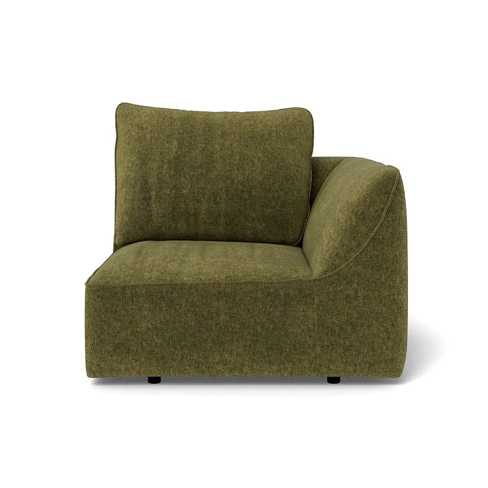 LHF Single Sofa Unit - Green, Boucle Velvet