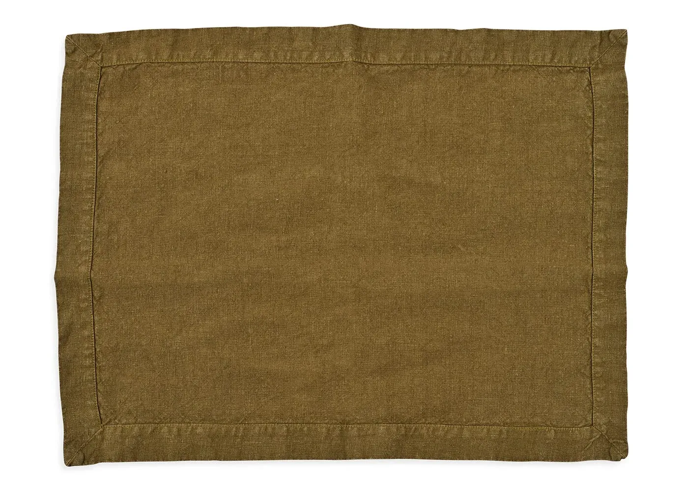 Linen Placemat with Hand Sewn Borders - Green