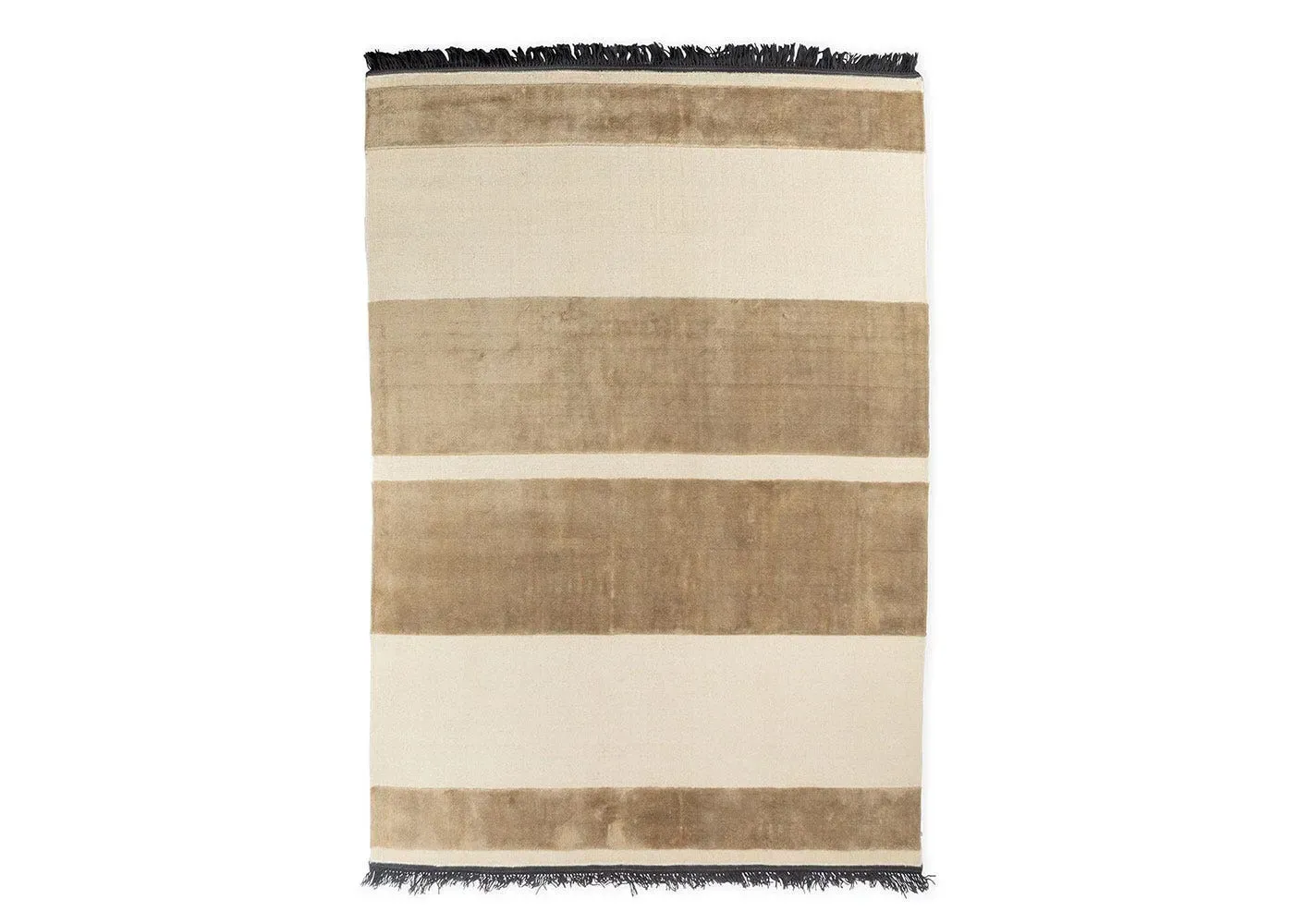 Medium Basalt Rug with Blue Fringe - Natural