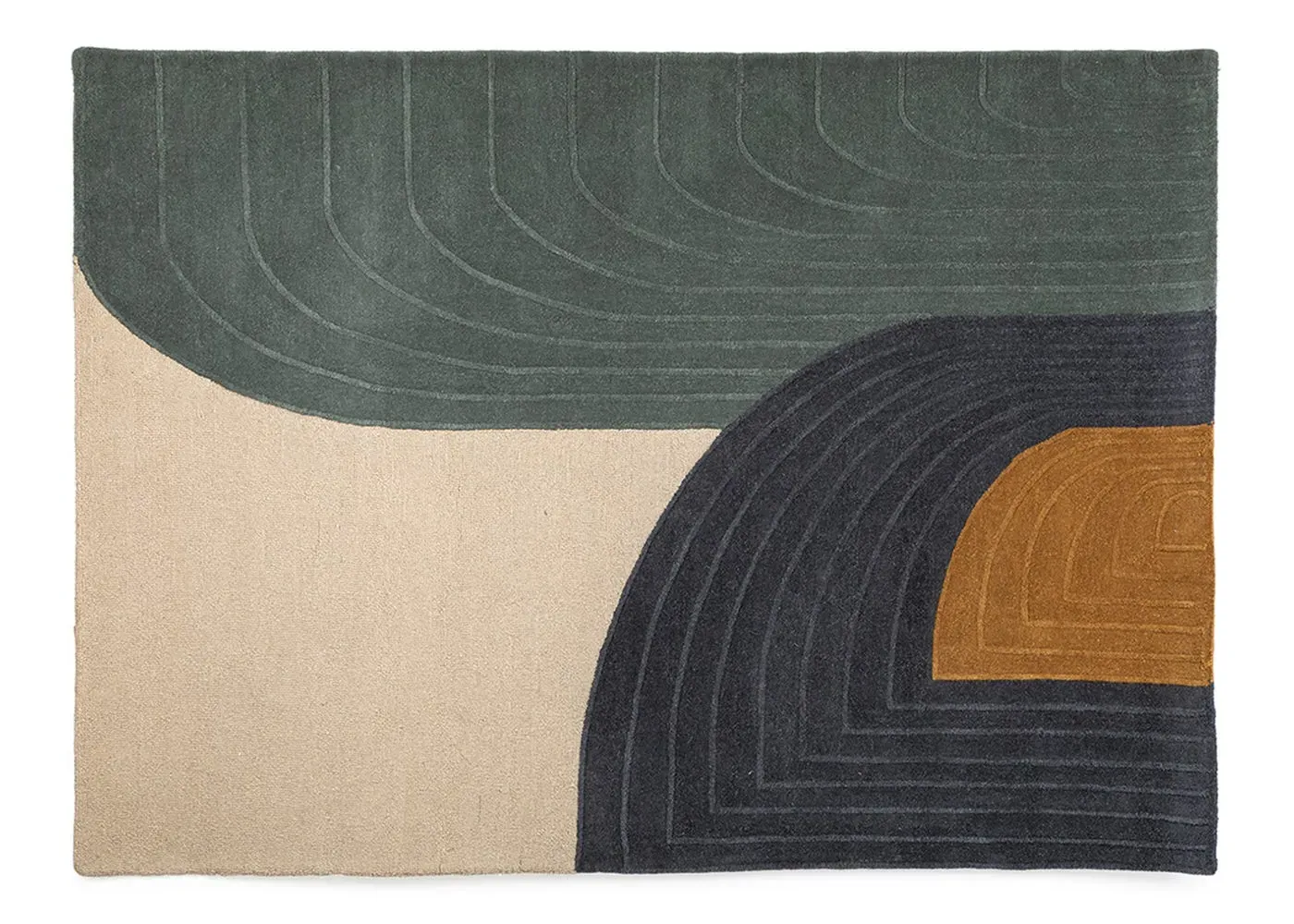 Small Hand-Tufted Rug - Green, Wool image