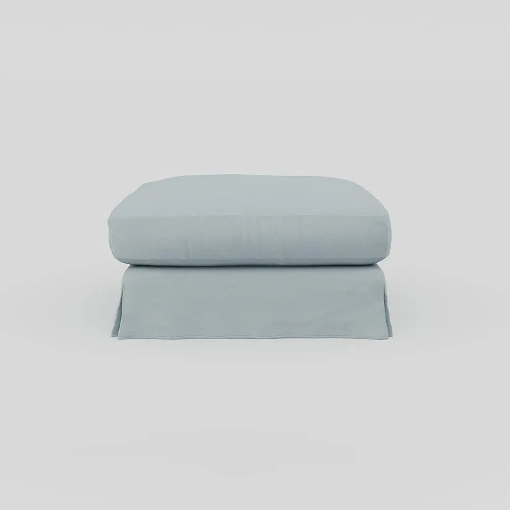 Loose Cover Footstool - Blue, Linen image
