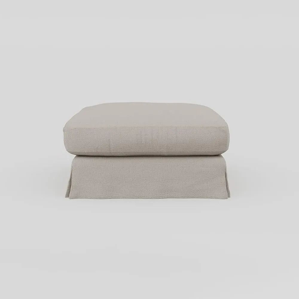 Loose Cover Footstool - Cream, Linen