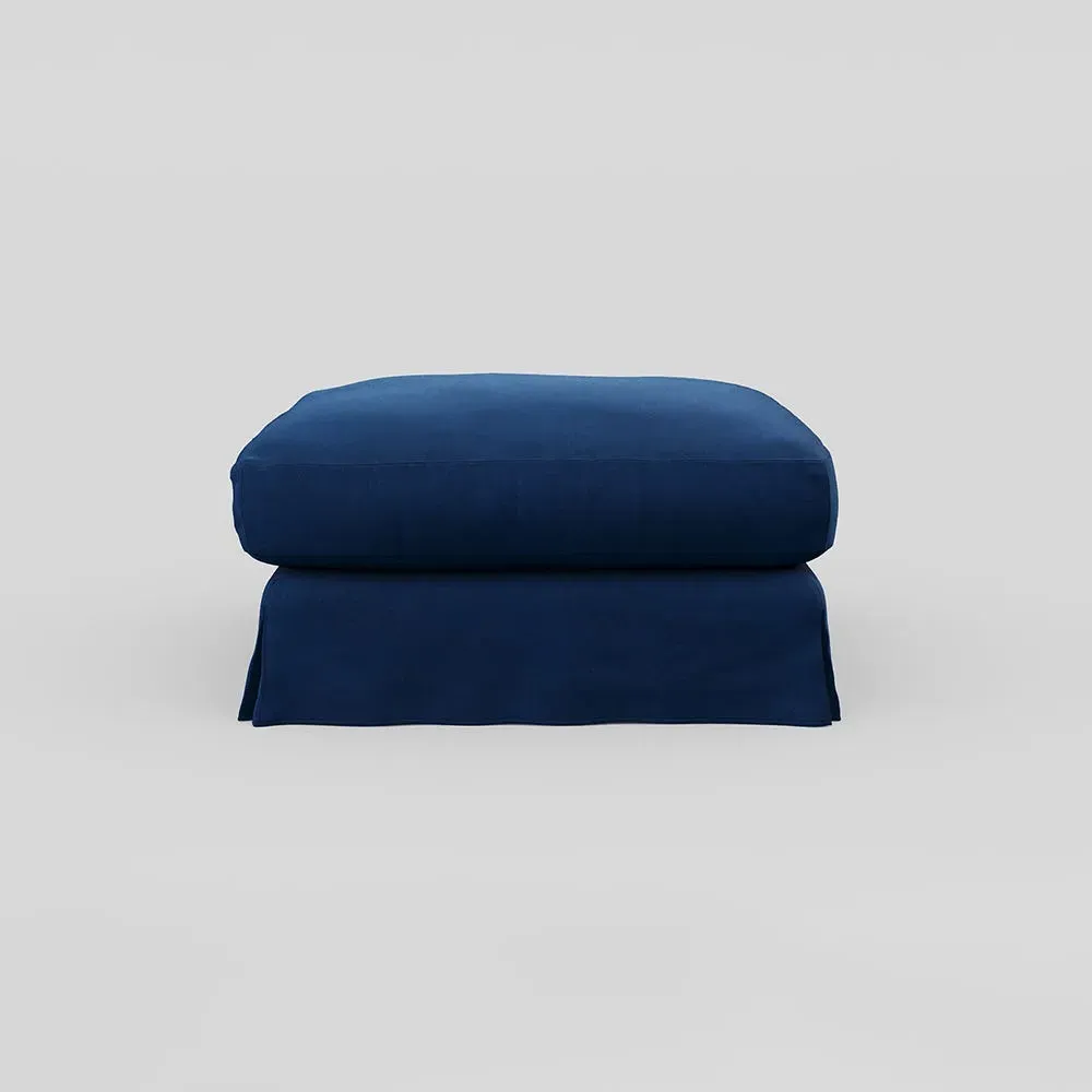 Loose Cover Footstool - Midnight, Velvet