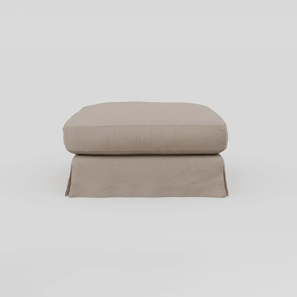 Loose Cover Footstool - Natural, Linen