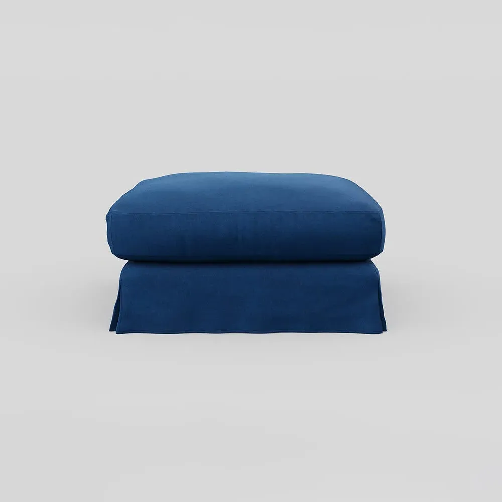 Loose Cover Footstool - Petrol, Velvet