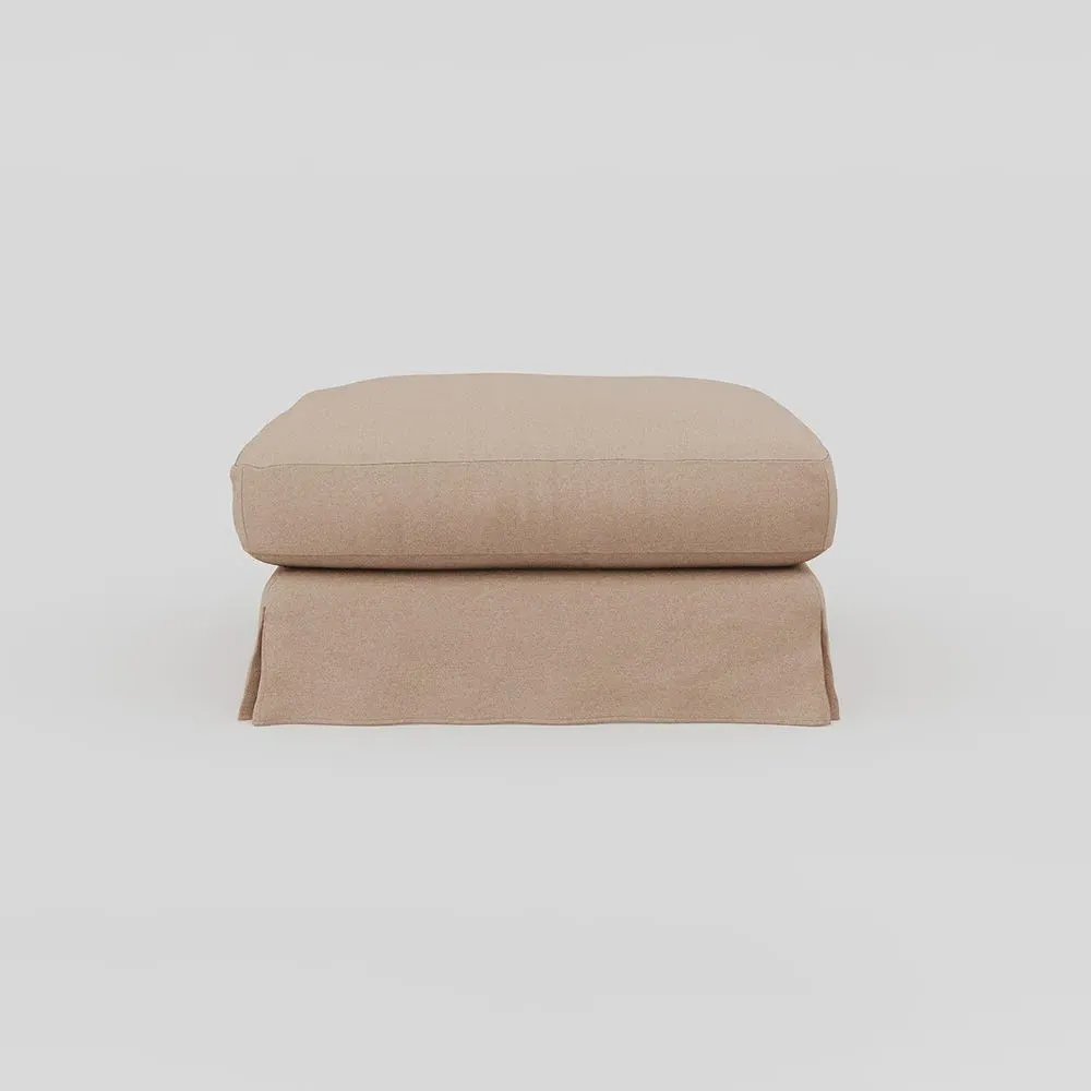 Loose Cover Footstool - Pink, Linen