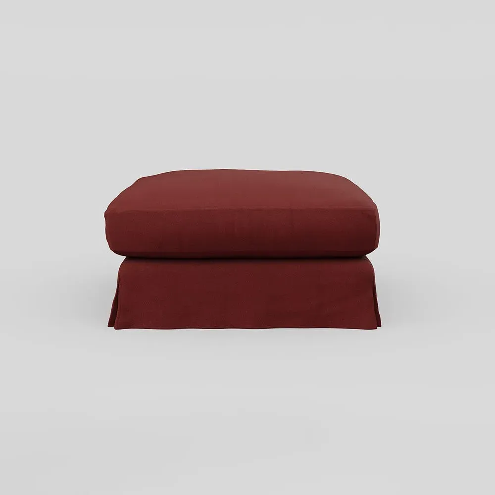 Loose Cover Footstool - Red, Linen
