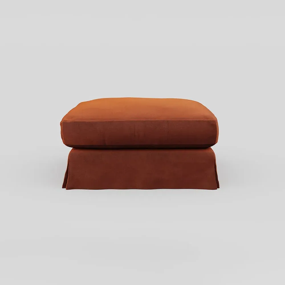 Loose Cover Footstool - Russet, Velvet