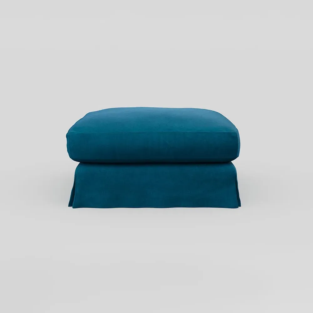 Loose Cover Footstool - Teal, Velvet