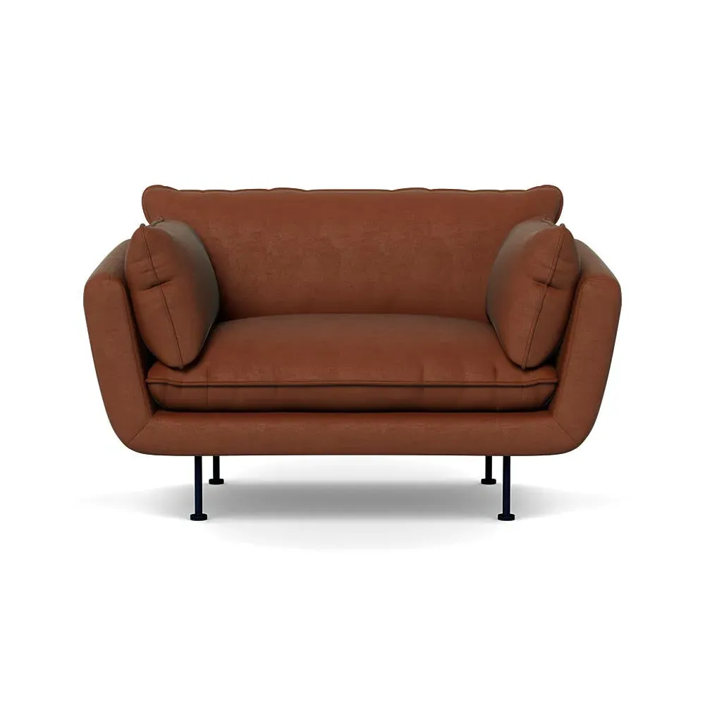 Loveseat with Black Feet - Brown, Velvet