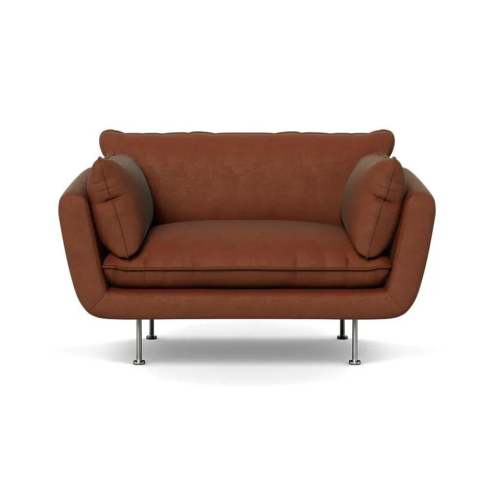 Loveseat with Steel Feet - Brown, Velvet