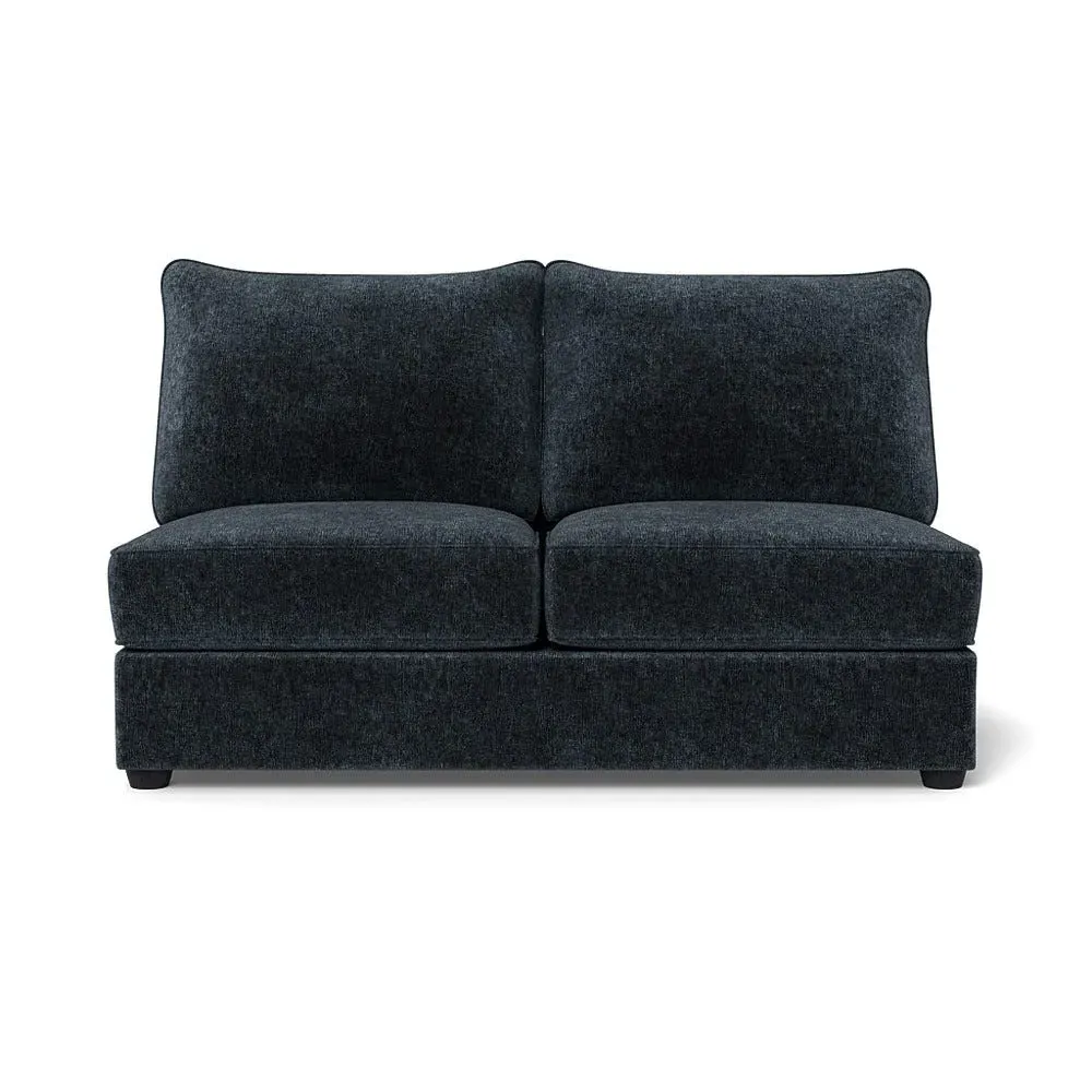 Medium Armless Sofa Unit - Blue, Boucle Velvet
