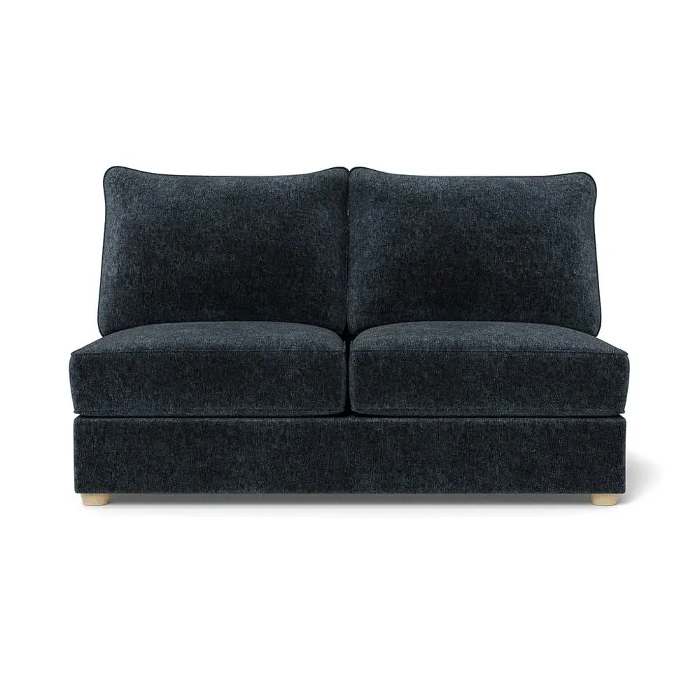 Medium Armless Sofa Unit - Blue, Boucle Velvet