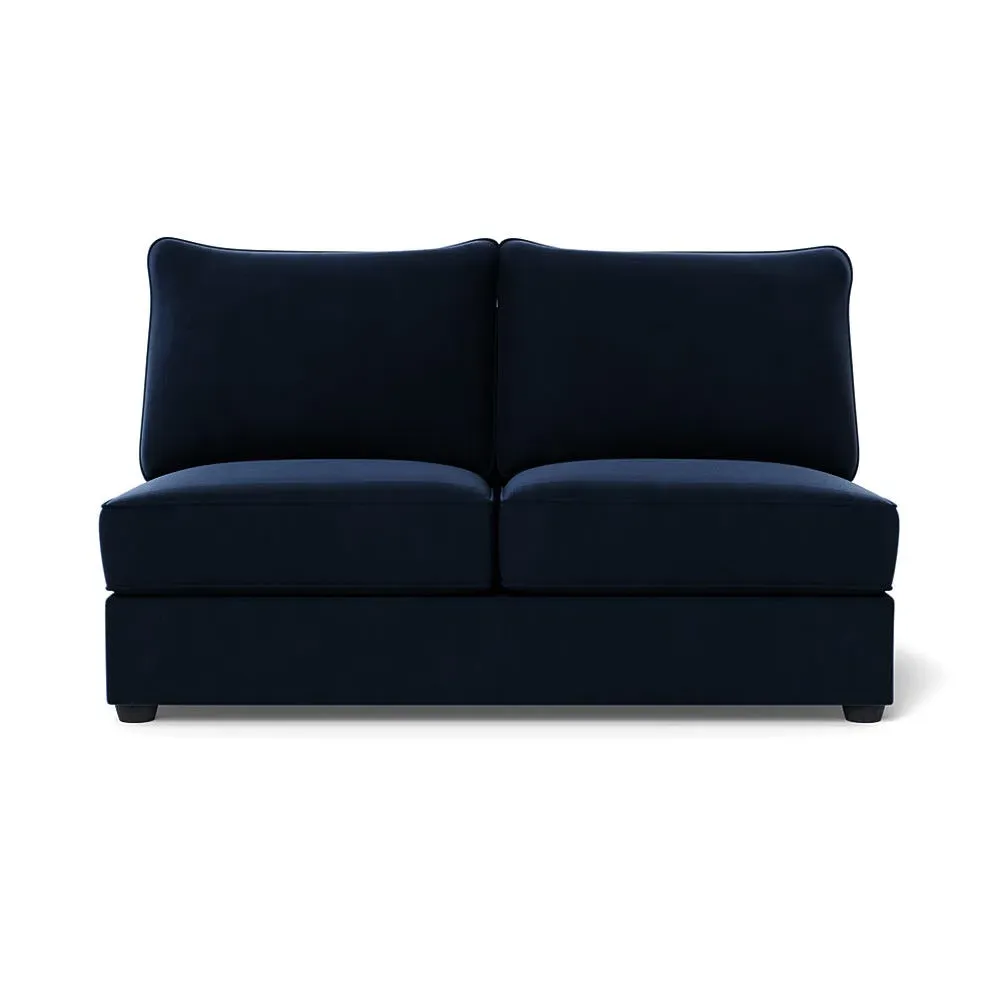 Medium Armless Sofa Unit - Blue, Velvet