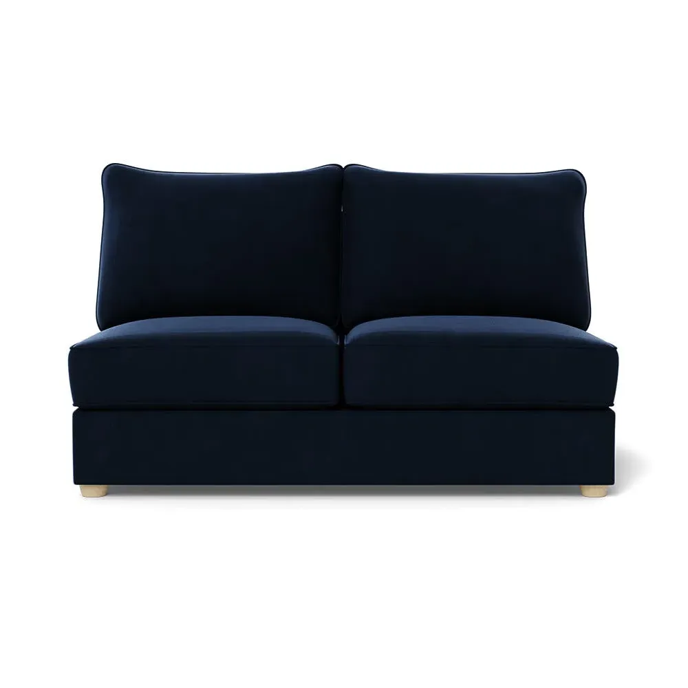 Medium Armless Sofa Unit - Blue, Velvet