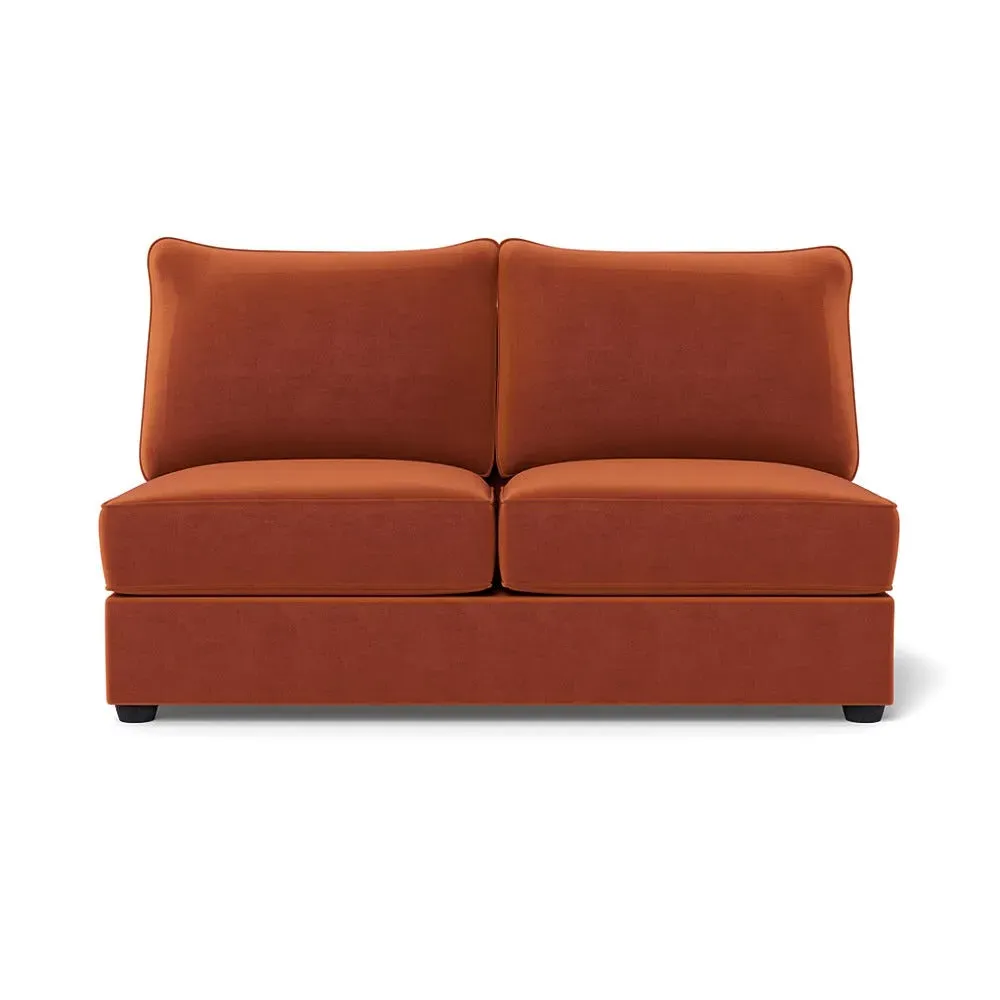Medium Armless Sofa Unit - Brown, Velvet