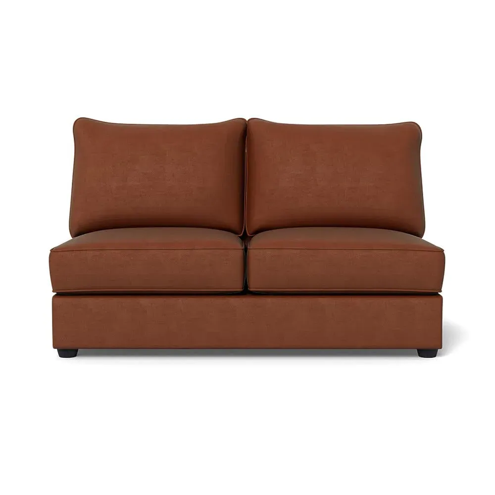 Medium Armless Sofa Unit - Brown, Velvet