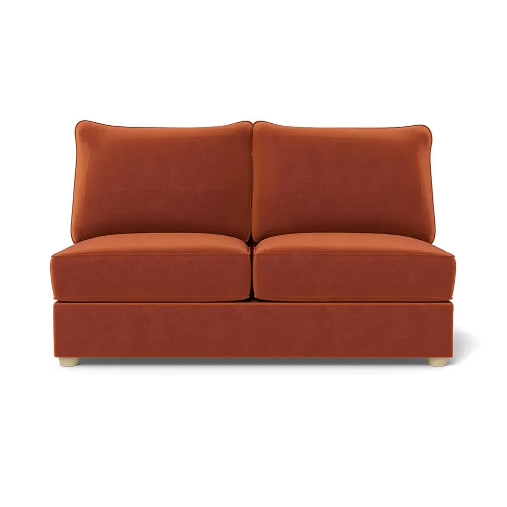 Medium Armless Sofa Unit - Brown, Velvet