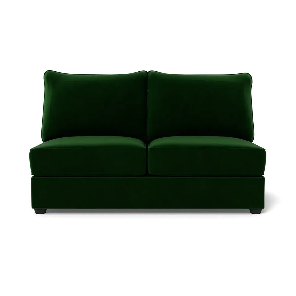 Medium Armless Sofa Unit - Green, Velvet