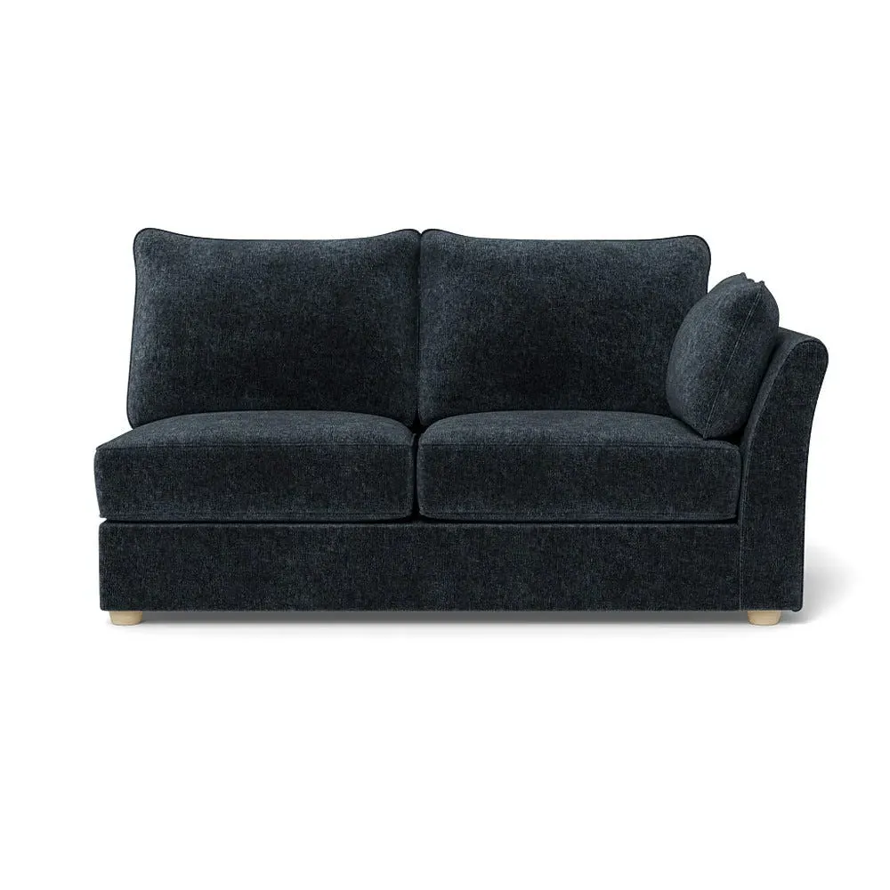 Medium LHF Sofa Unit - Blue, Boucle Velvet