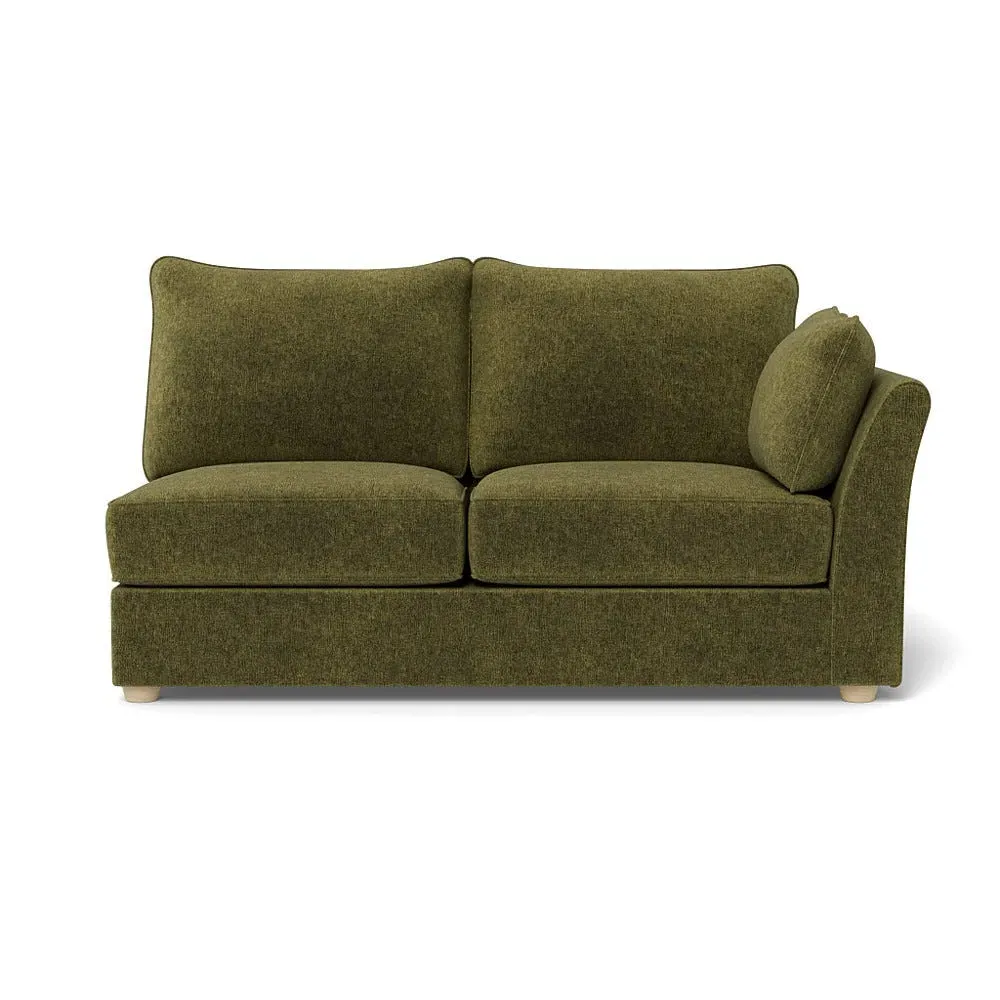 Medium LHF Sofa Unit - Green, Boucle Velvet