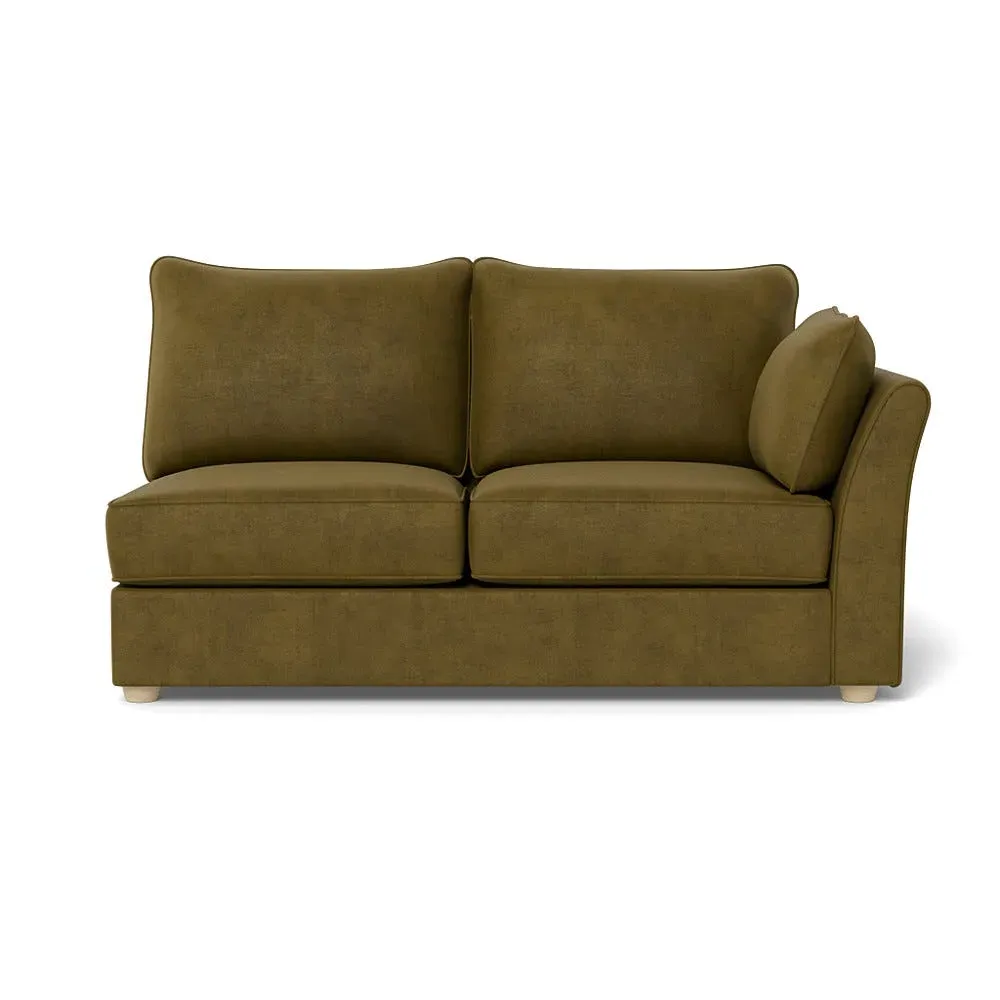 Medium LHF Sofa Unit - Green, Smart Luxe Velvet