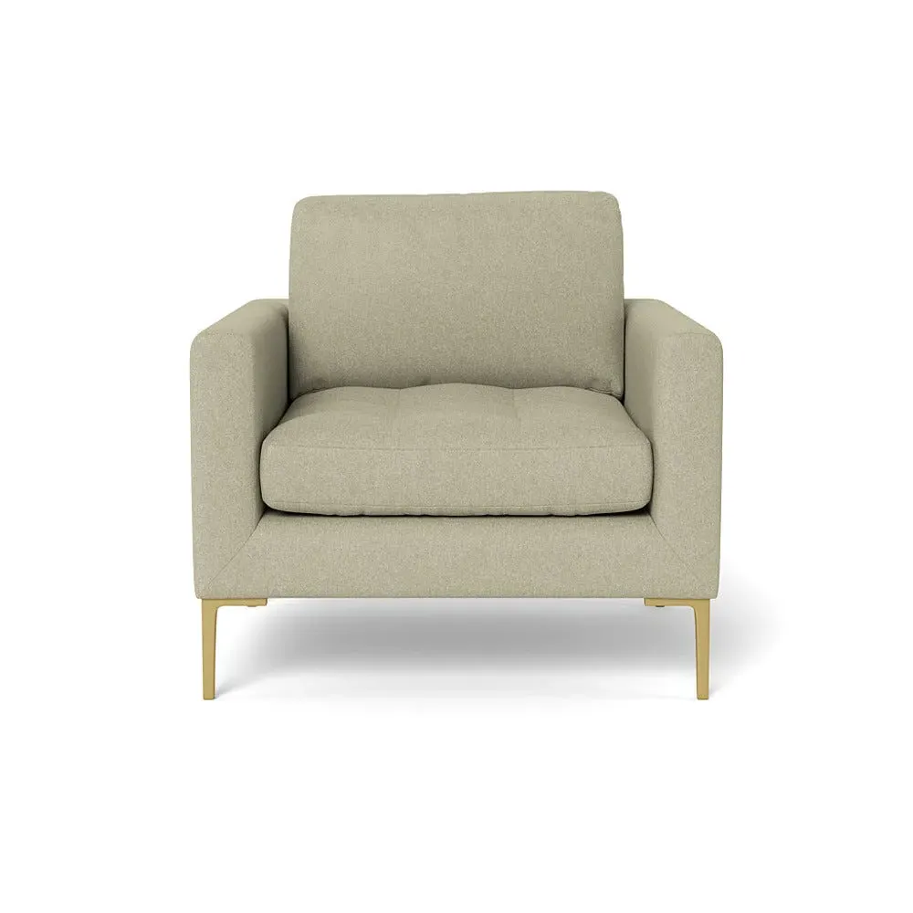 Mid-Century Armchair with Brass Feet - Natural