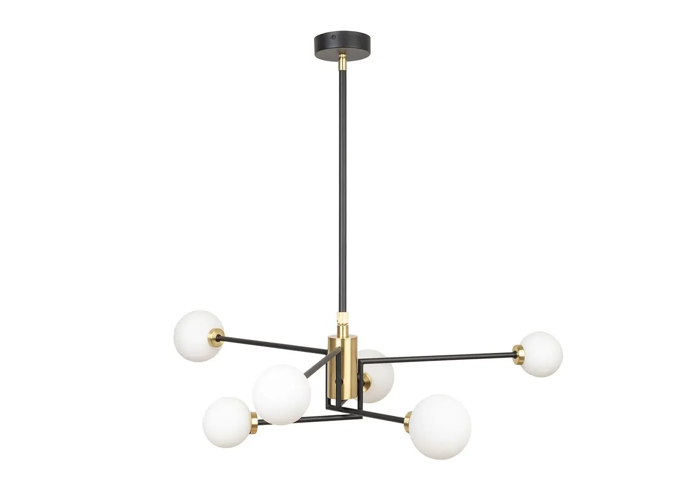 Multi-Arm Chandelier with Globes - Black, Brass image