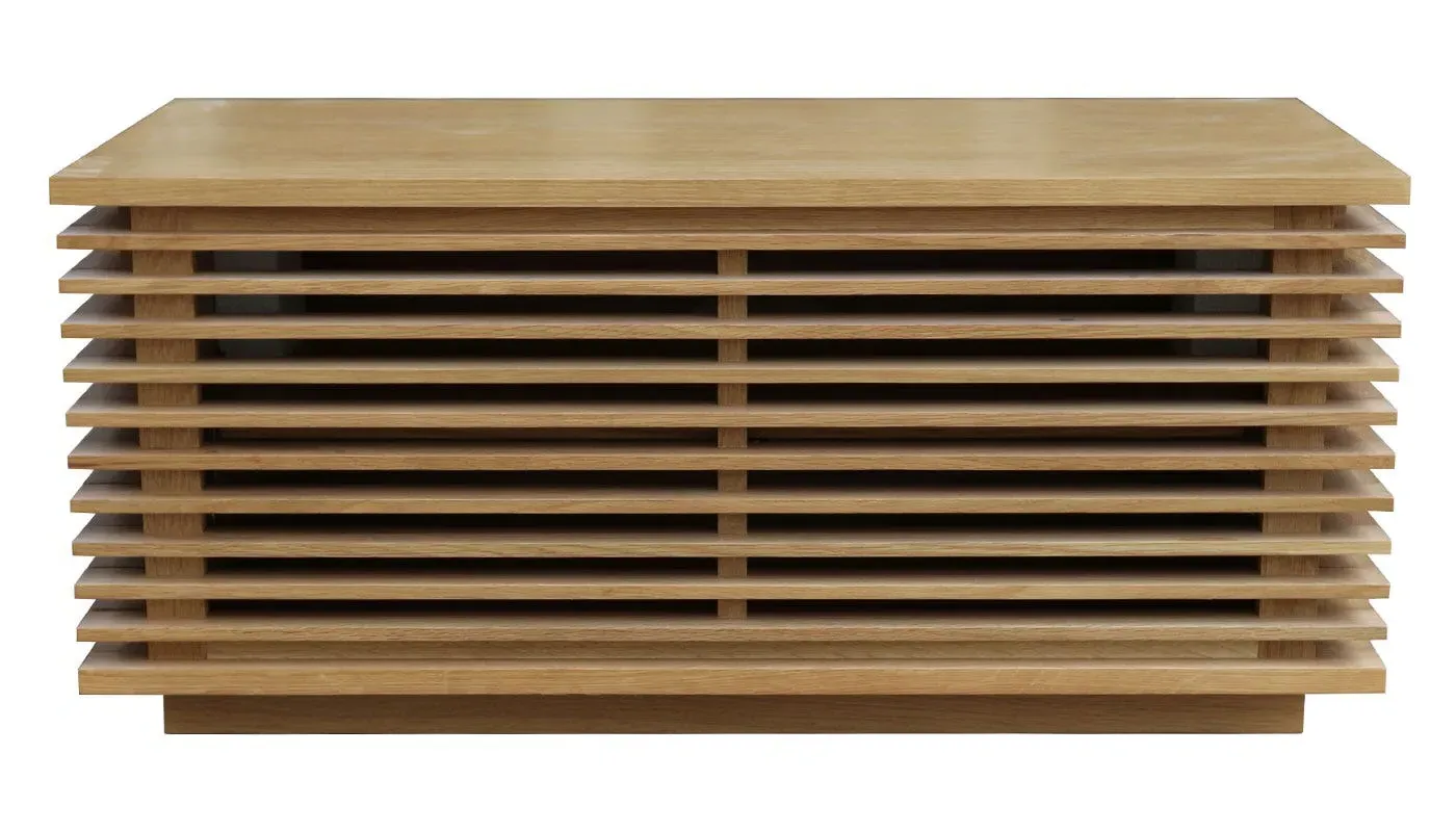 Narrow AV Unit with Slatted Front - Oak, Wood image