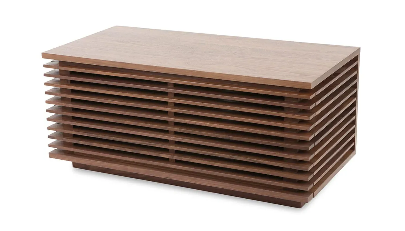 Narrow AV Unit with Slatted Front - Walnut, Wood