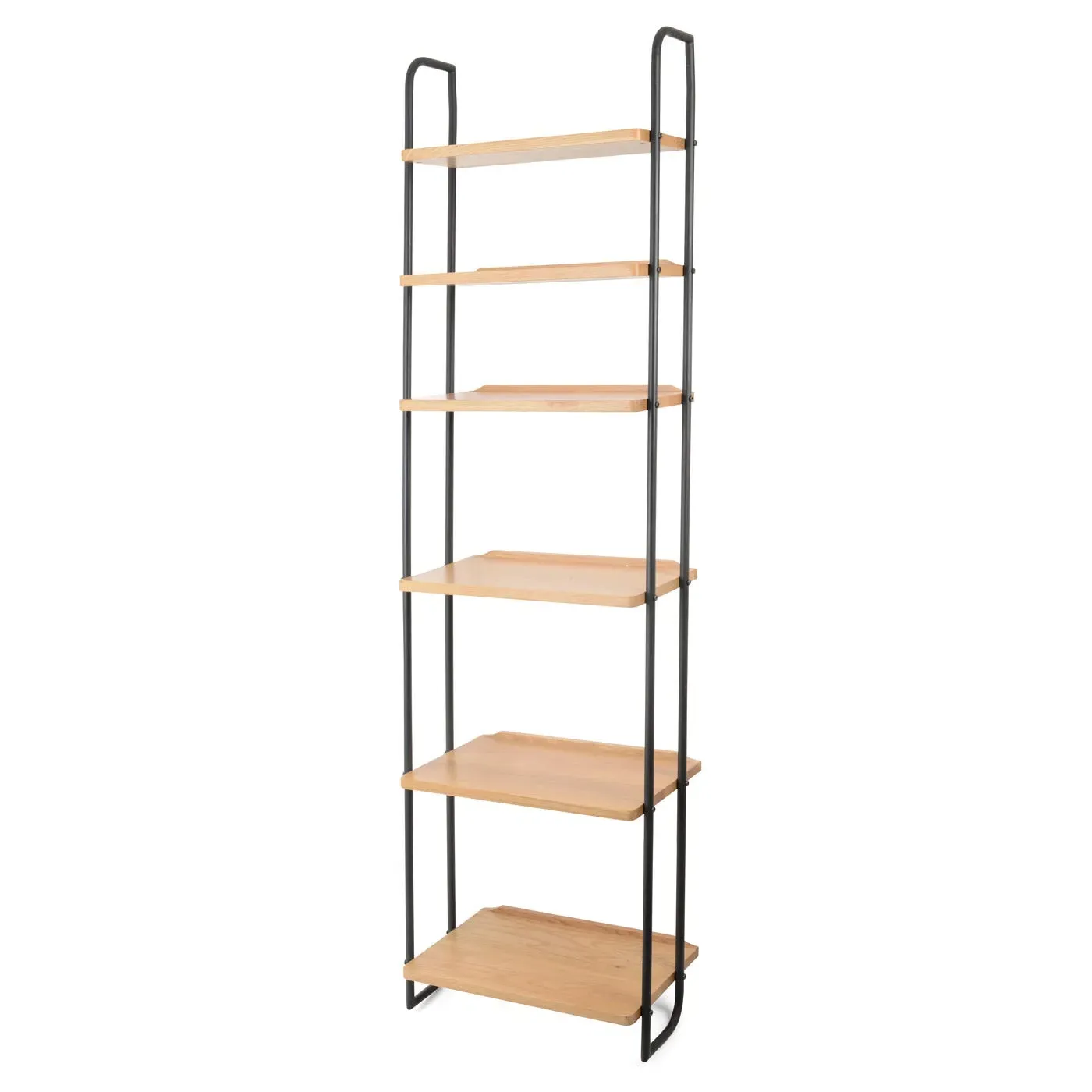 Narrow Lean-To Shelves with Metal Struts - Oak image