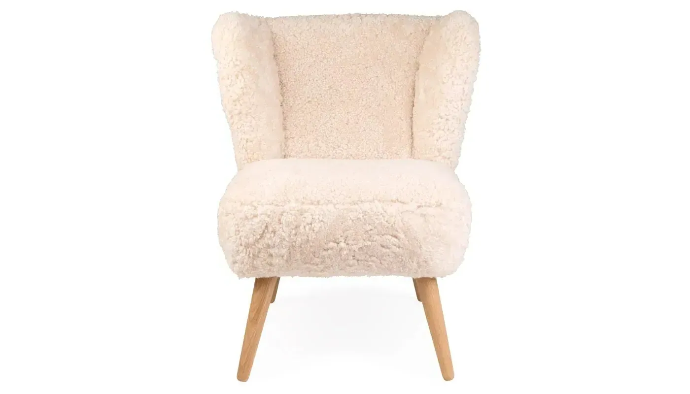Occasional Chair with Flared Back - Cream, Sheepskin image