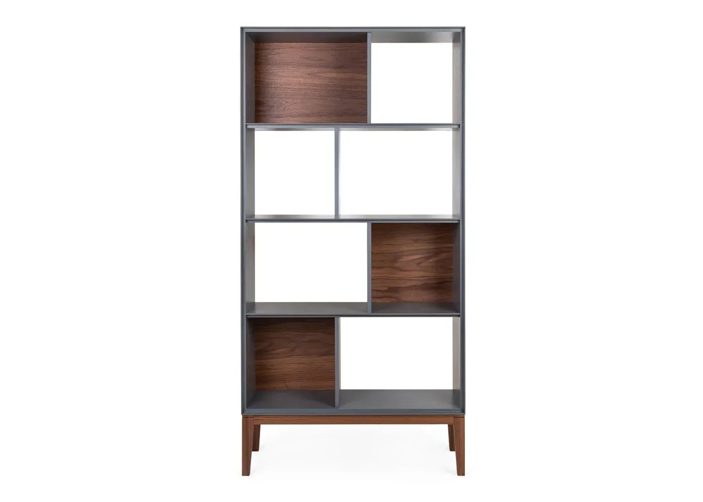 Open Shelving Unit with Storage - Grey, Walnut image