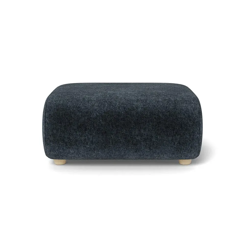 Ottoman with Beech Feet - Blue, Boucle Velvet