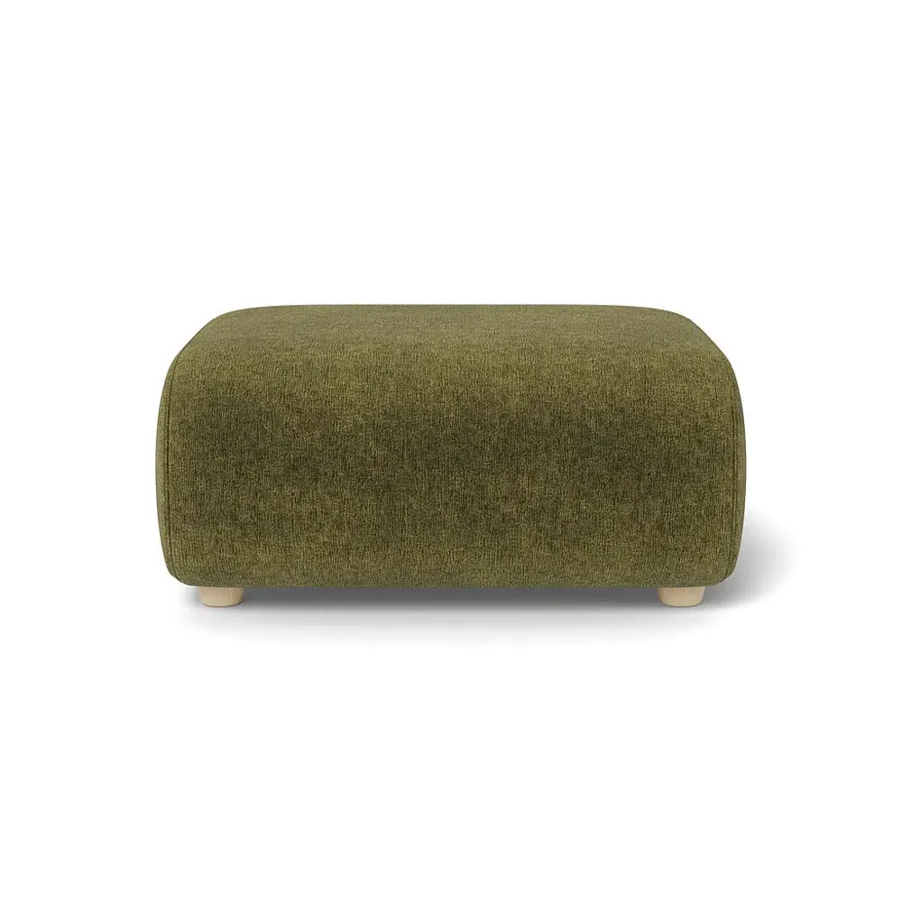 Ottoman with Beech Feet - Green, Boucle Velvet