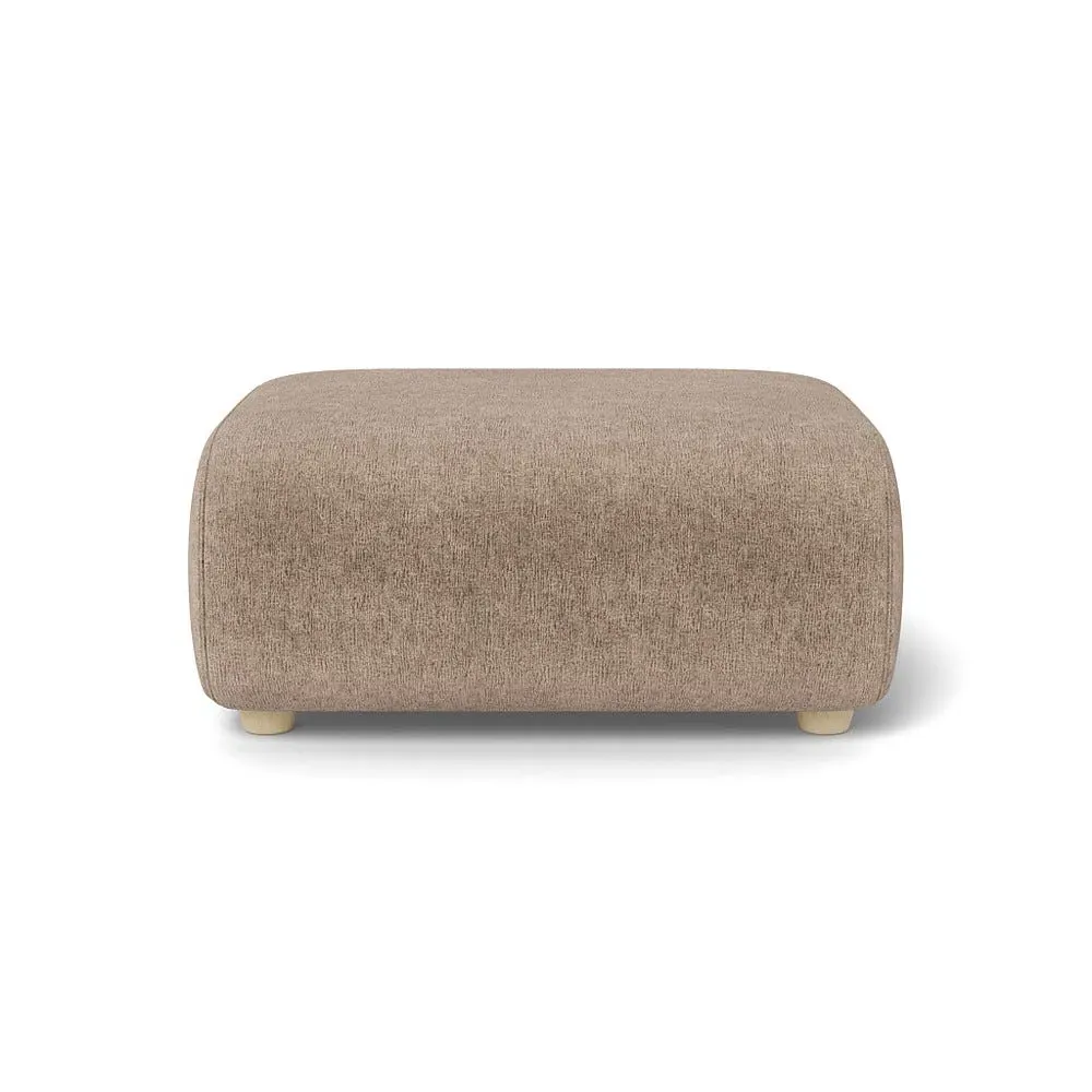 Ottoman with Beech Feet - Natural, Boucle Velvet
